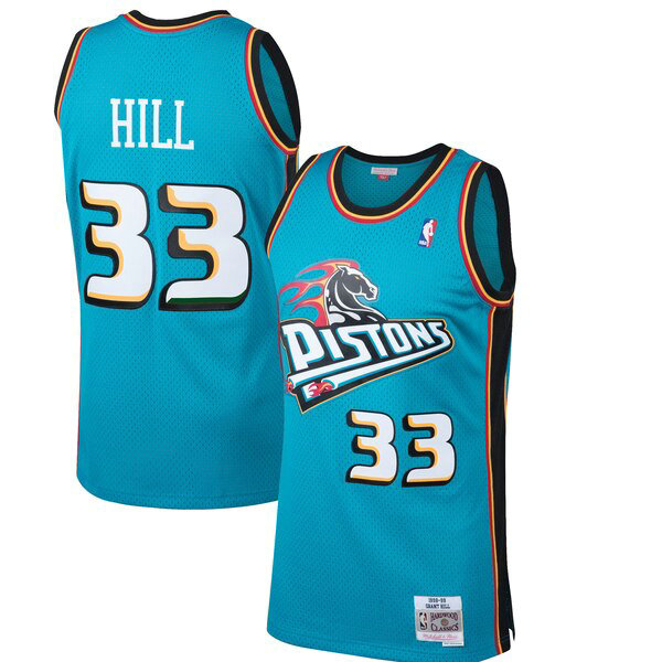 Camiseta Grant Hill Detroit 33 Detroit Pistons 1998-1999 Classics Swingman Azul Hombre